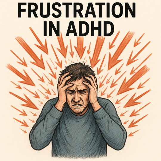 Frustration in ADHD, a person weighed down by repeated setbacks, symbolizing the emotional burden of ADHD frustration.